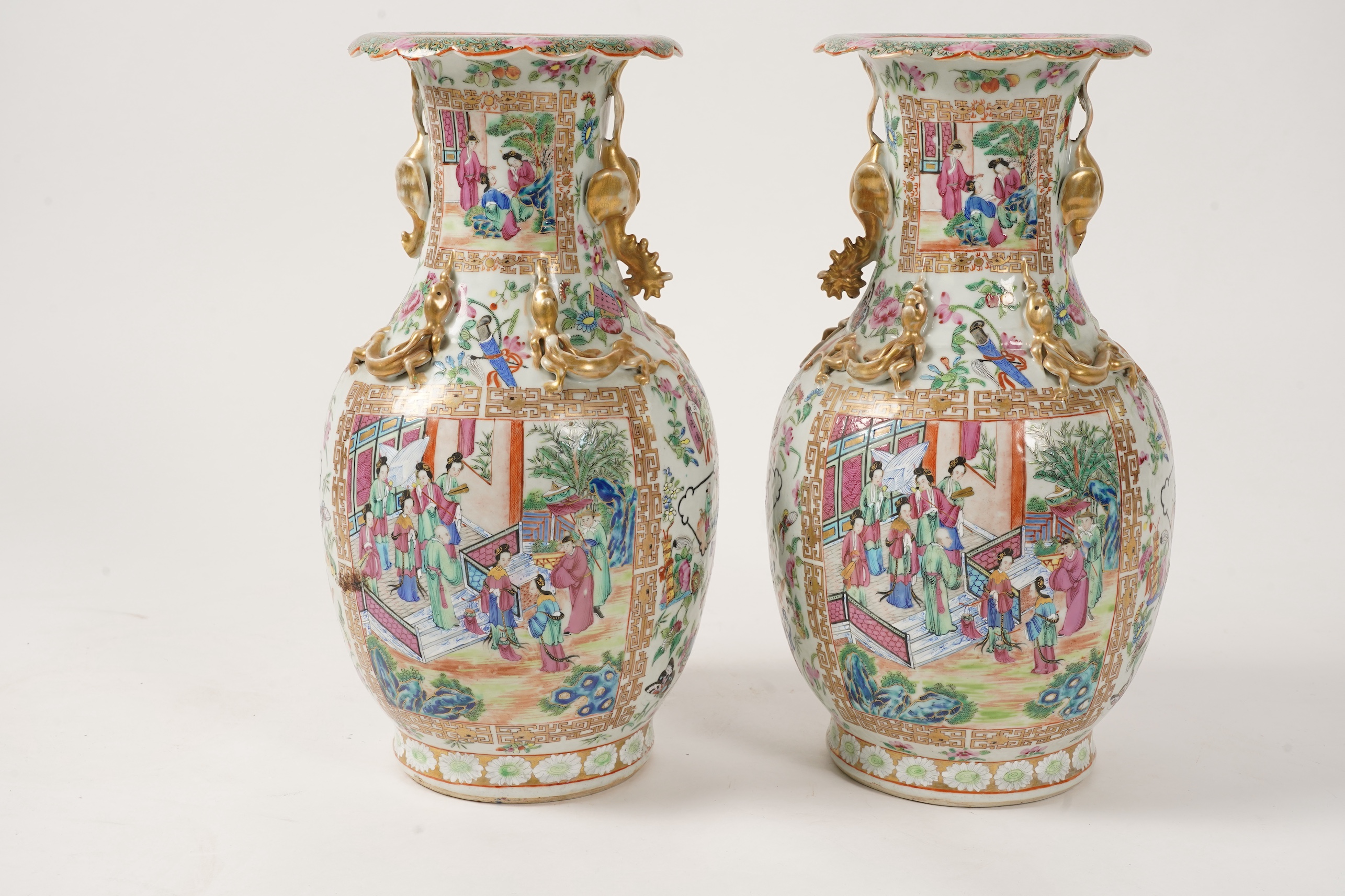 A pair of Chinese famille rose vases, Daoguang period, c.1830